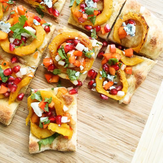 Delicata Pomegranate Flatbread - Recipe photo by dailywaffle