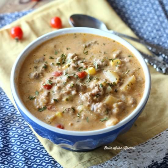 Crockpot Cheeseburger Soup - Recipe photo by thebelleofthekitchen
