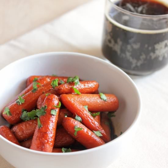 Bourbon Barrel Stout Glazed Carrots - Recipe photo by lifefoodandbeer