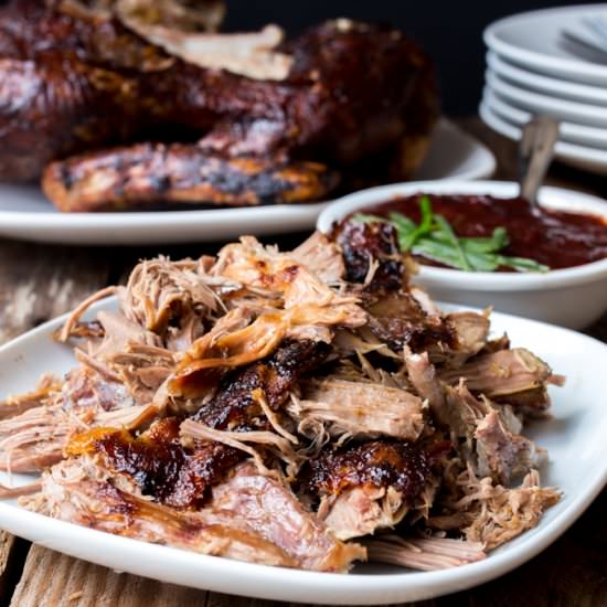 Pulled Duck & Plum Sriracha Sauce - Recipe photo by KitchenSanctuary