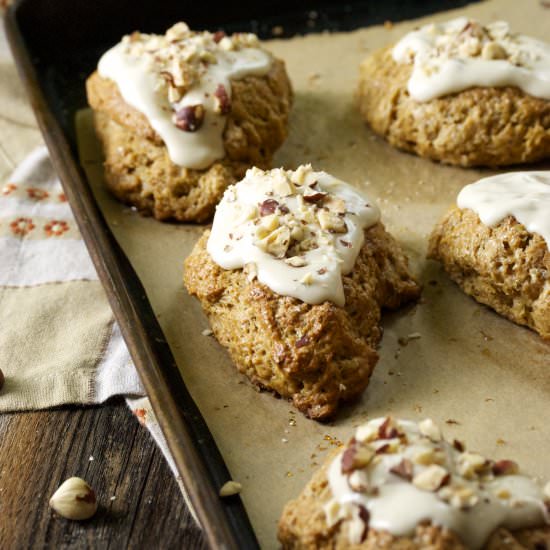Pumpkin Scone w/ Maple Nutmeg Icing - Recipe photo by RelishingIt