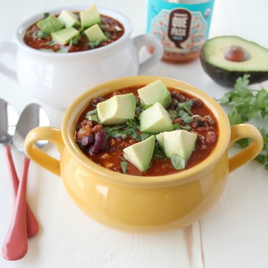 Three Bean Soyrizo Vegan Chili - Recipe photo by Whitney Bond