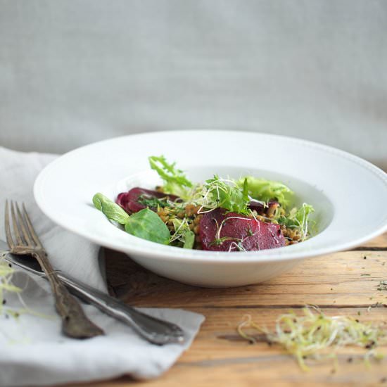 Mung Beans Salad with Beetroot - Recipe photo by LaPetit