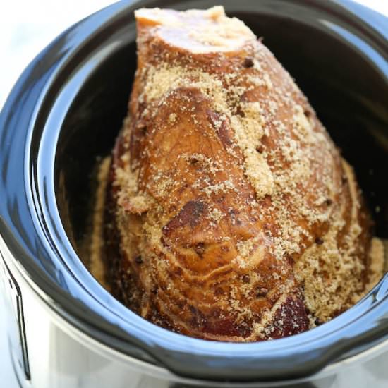Slow Cooker Maple Brown Sugar Ham - Recipe photo by damndelicious