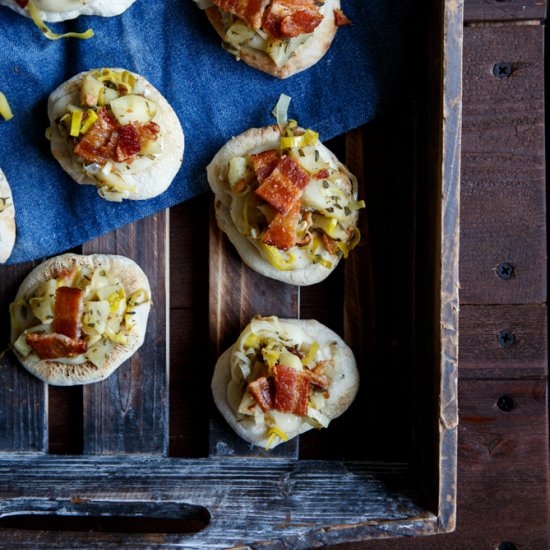 Apple, Bacon, Leek Pizza Bites - Recipe photo by sharedappetite