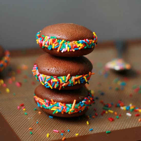Chocolate Confetti Sandwich Cookies - Recipe photo by savorthebaking
