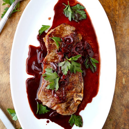 Sirloin Steak with Red Wine Sauce - Recipe photo by misspickledplum