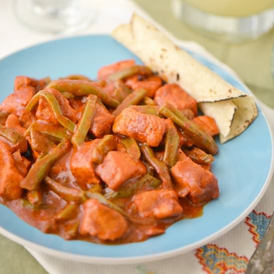 Achiote Pork with Cactus Strips - Recipe photo by NibblesNFeasts