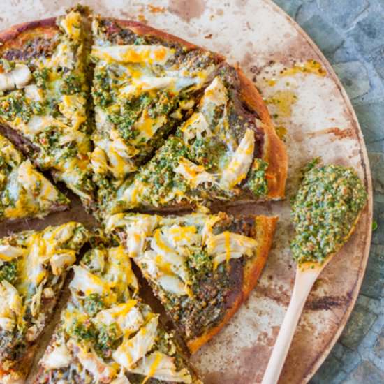 Avocado Pesto Chicken Mexican Pizza - Recipe photo by platingpixels