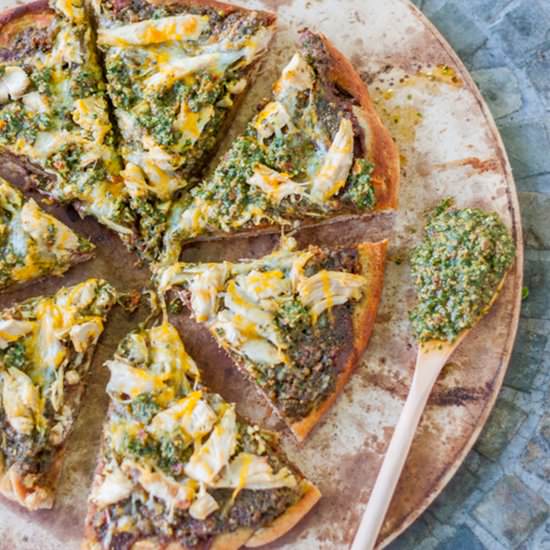 Avocado Pesto Chicken Mexican Pizza - Recipe photo by platingpixels