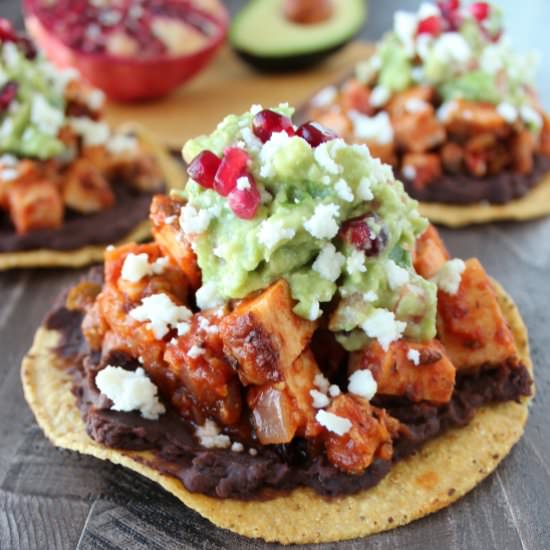 Turkey Tostada & Pomegranate Guac - Recipe photo by Whitney Bond