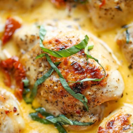 Chicken with Sun-Dried Tomato Cream - Recipe photo by damndelicious