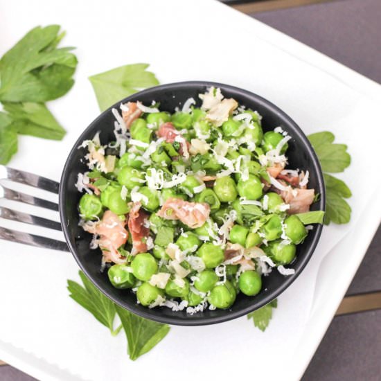 Green Peas with Proscuitto - Recipe photo by The Chunky Chef