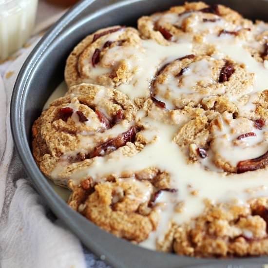 Maple Bacon Cinnamon Rolls - Recipe photo by thegoldlininggirl