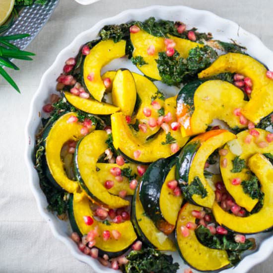 Roasted Acorn Squash and Kale - Recipe photo by The Salty Tomato LC