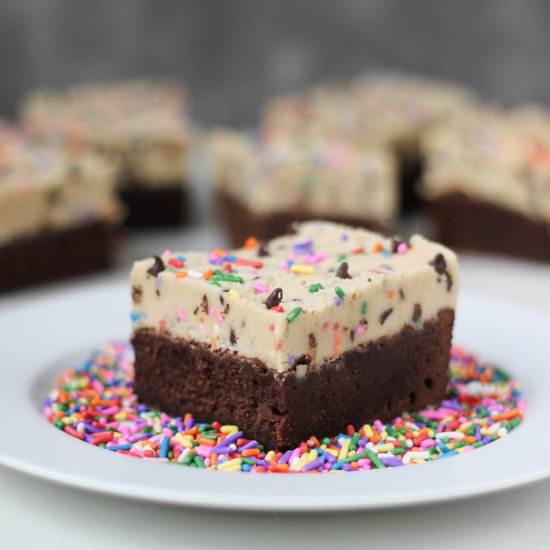 Funfetti Cookie Dough Brownies - Recipe photo by ChezCateyLou