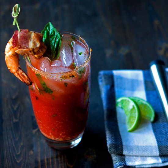 Rum Caesar, Basil, Roasted Garlic - Recipe photo by Cooks With Cocktails