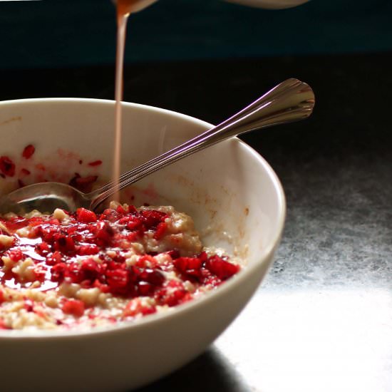 Cranberry Rum Sauce Oatmeal - Recipe photo by Recipe Fiction