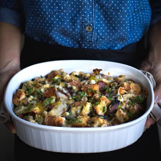 Wild Mushroom and Brioche Stuffing - Recipe photo by foolproofliving.com