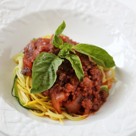 Spaghetti with Red Wine Sauce - Recipe photo by PrimalPalate
