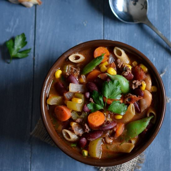 Beef & Vegetable Minestrone - Recipe photo by peachesncreamblog