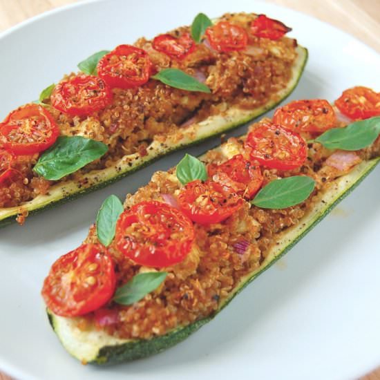 Pesto & Quinoa Zucchini Boats - Recipe photo by marijasmine