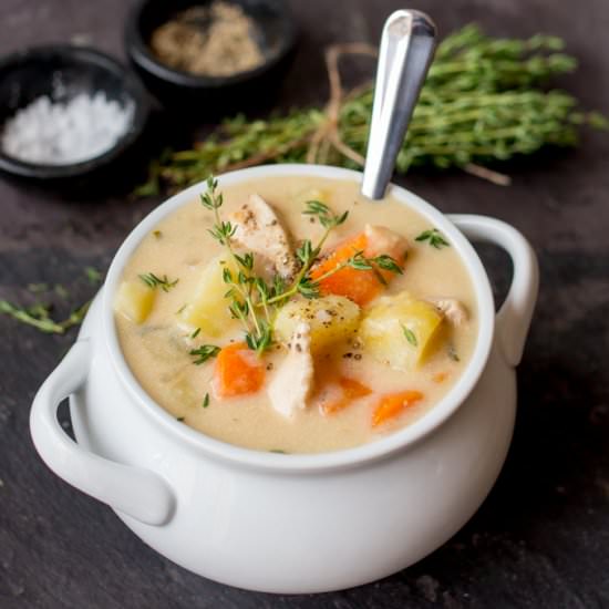 Chicken Pot Pie Soup - Recipe photo by KitchenSanctuary