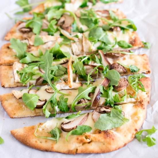 Mushroom Arugula Flatbread Pizza - Recipe photo by ChefSavvy