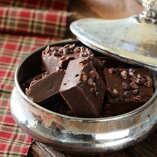 Easy Mocha Fudge with Cacao Nibs - Recipe photo by AnEdibleMosaic