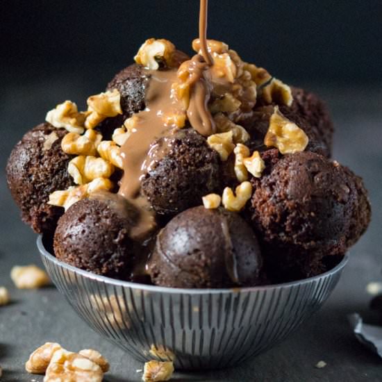 Cake Bites with Coffee Walnut sauce - Recipe photo by KitchenSanctuary