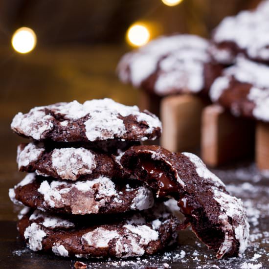 Almond Chocolate Crinkle Cookies - Recipe photo by Home Cooking Adventure