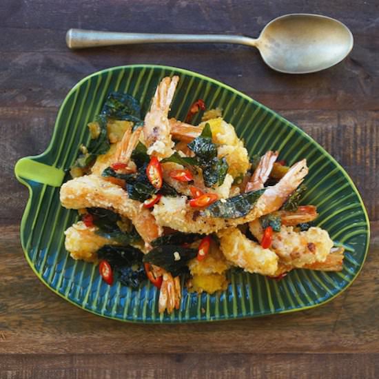 Salted Duck Egg Fried Prawns - Recipe photo by seasaltwithfood