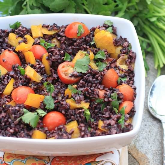 Cherry Tomato Forbidden Rice Salad - Recipe photo by thespicyrd