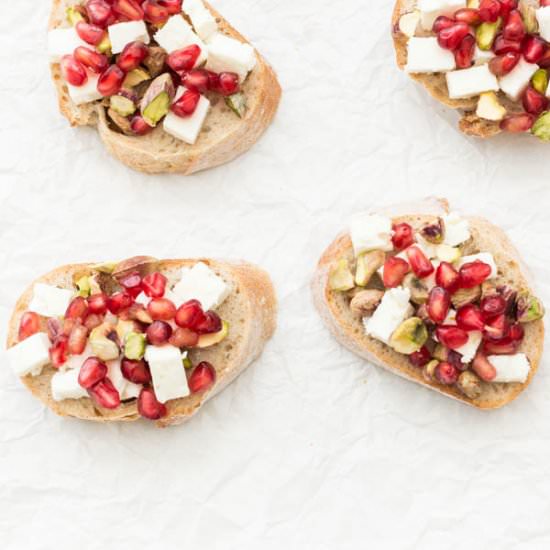 Pistachio and Pomegranate Crostini - Recipe photo by recipesfromapantry