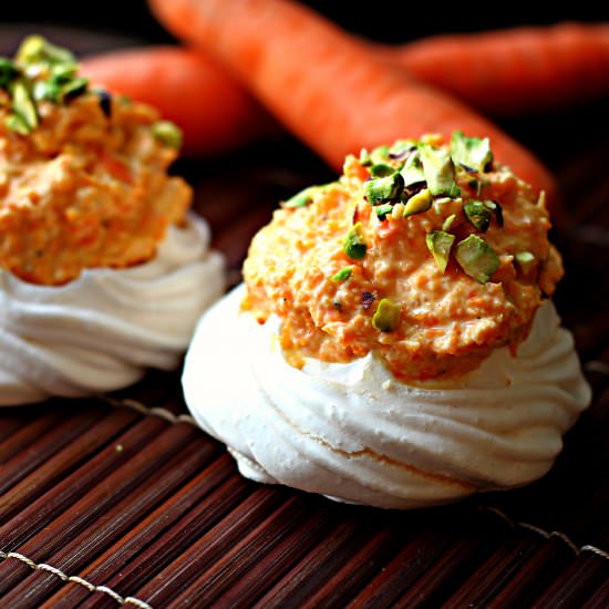 Carrot Shrikhand in Meringue Nests - Recipe photo by MeccaGBC