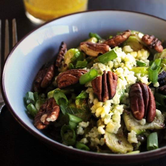 Warm Brussels Sprout Salad - Recipe photo by Rhubarbarians
