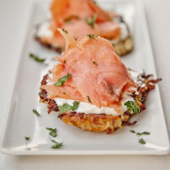 Potato Pancakes with Salmon - Recipe photo by urbancookery