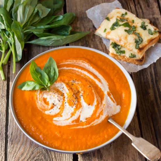 Creamy Tomato Soup & cheese toast - Recipe photo by KitchenSanctuary