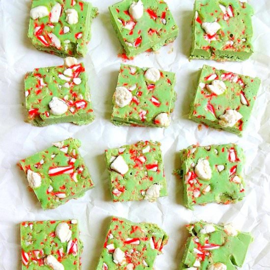 Candy Cane Peppermint Fudge - Recipe photo by TheGlowingFridge