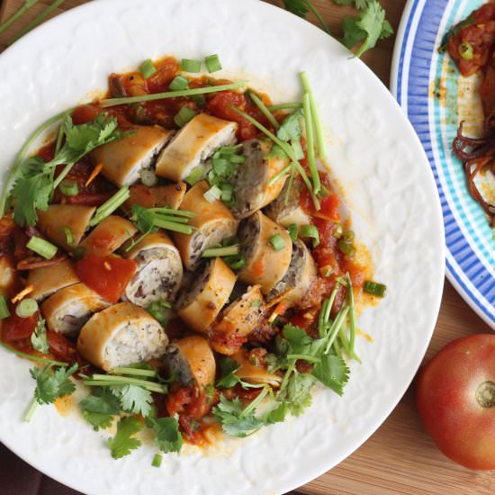 Stuffed Squid with Tomato Sauce - Recipe photo by Boriville