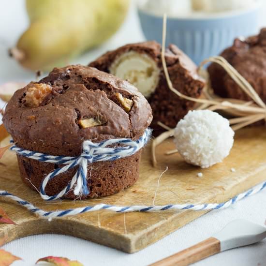 Chocolate Pear Muffins w Raffaello - Recipe photo by maraswunderland