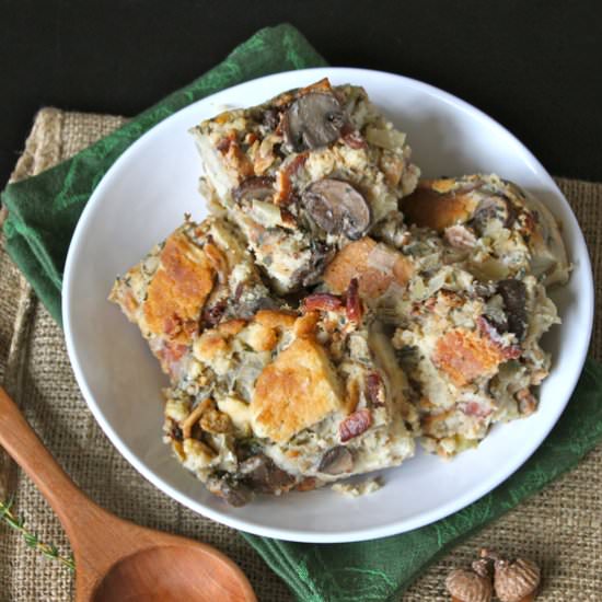 Smoky Bacon Cream Biscuit Dressing - Recipe photo by Runcible Eats