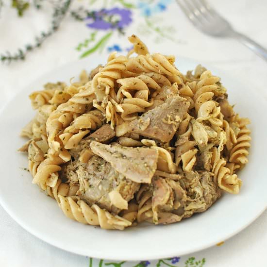 Leftover Turkey Pesto Pasta - Recipe photo by rmbrosemer