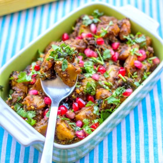 Cumin Potato with Pomegranate Seeds - Recipe photo by Priyanka DK