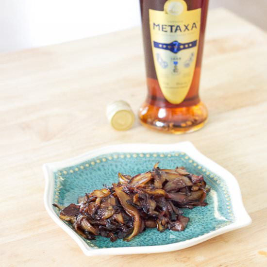 Metaxa Caramelized Onions - Recipe photo by lemonandolives