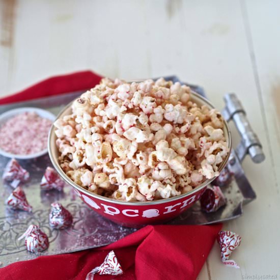 White Chocolate Peppermint Popcorn - Recipe photo by simply sated