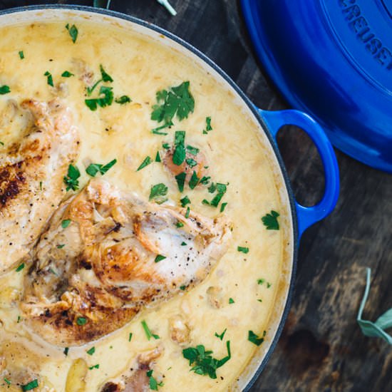 Coq Au Riesling - Recipe photo by theblondechef