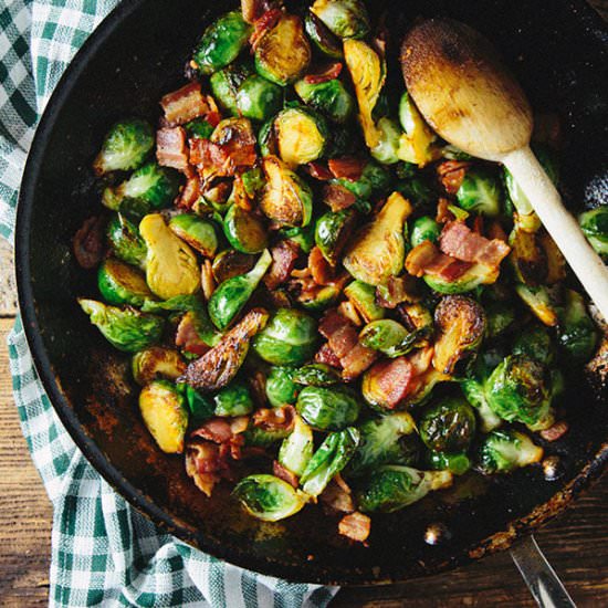 Brussels Sprouts with Bacon - Recipe photo by FeedMeDearly
