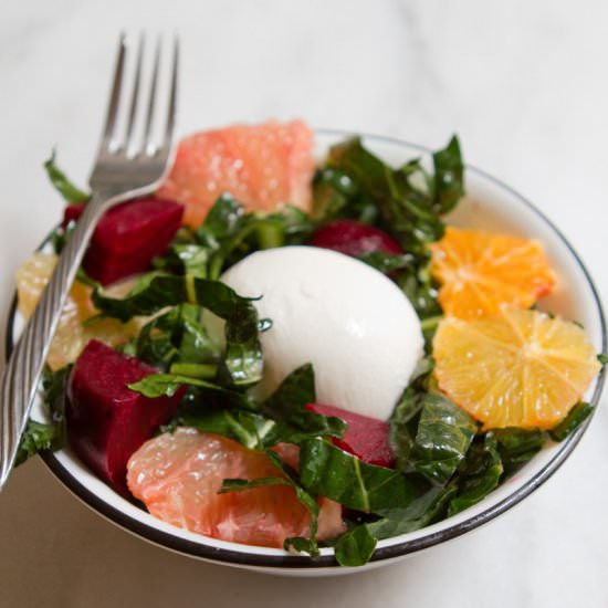 Kale, Citrus, Beet & Burrata Salad - Recipe photo by littlemarketkitchen