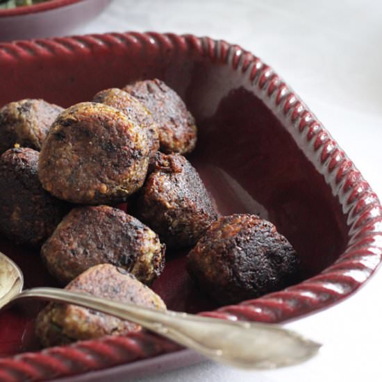 Aubergine & wild mushroom balls - Recipe photo by Elegantlyvegan